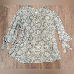 Westport 2X Pintuck Tunic Paisley Blouse NWOT 3/4 sleeves